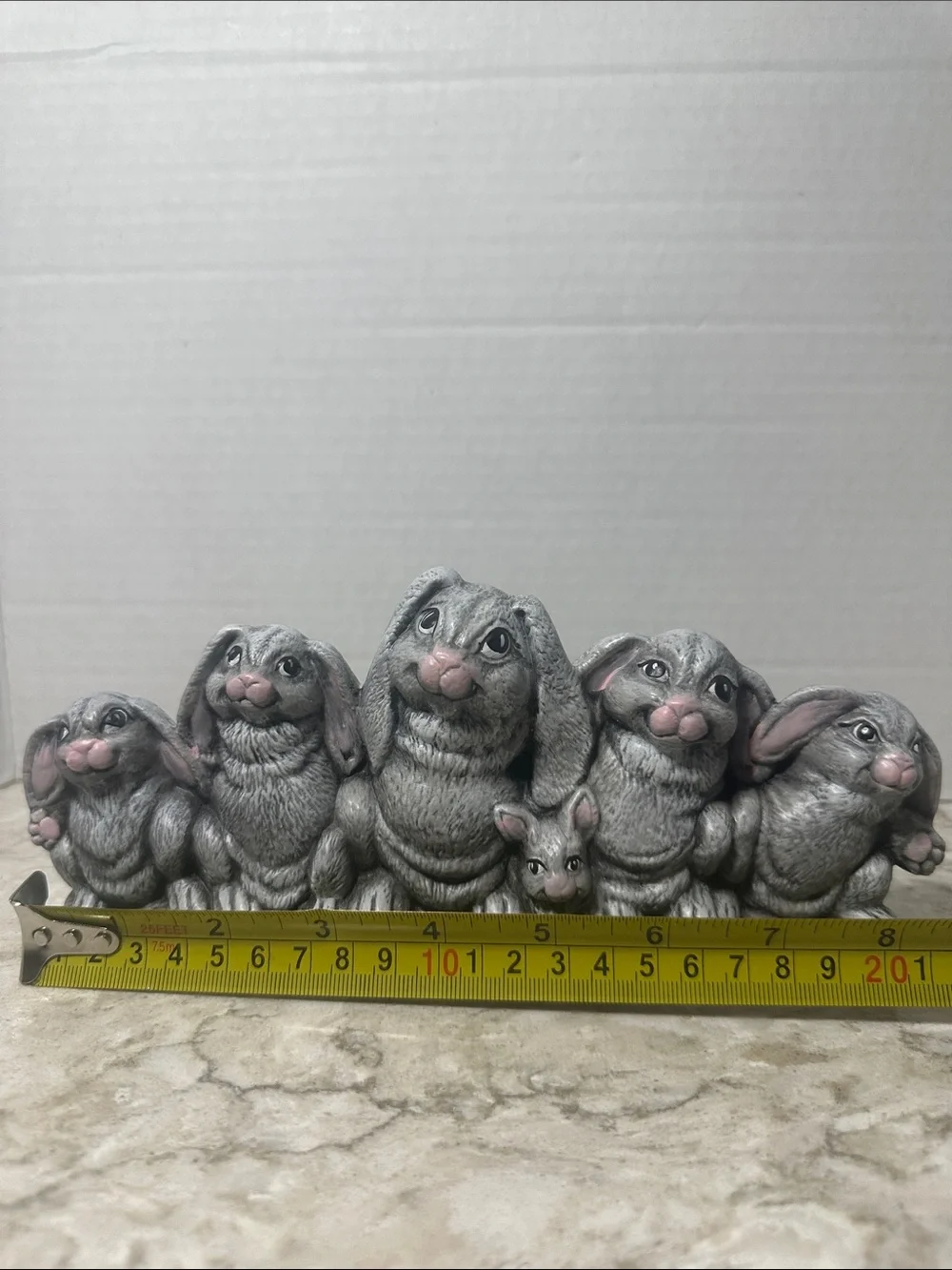 Gray Bunny Family Figurine Décor